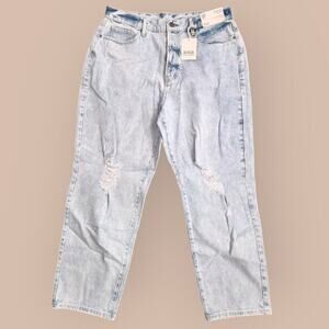 a.n.a Jeans Women's Sz 12p Highest Rise Acid Whitewash Dad Jean distressed
